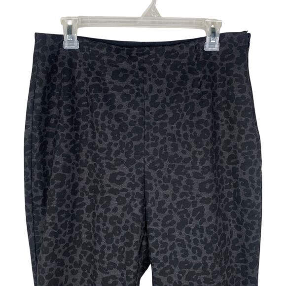 Brooks Brothers Charcoal Gray Black Leopard Print Ponte Pants SZ 14 - Picture 4 of 8